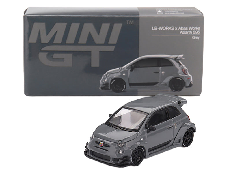 ABARTH 595 #49 "LB-Works x Abas Works" Gray Limited Edition 1/64 Diecast Model Car by Mini GT - image 4