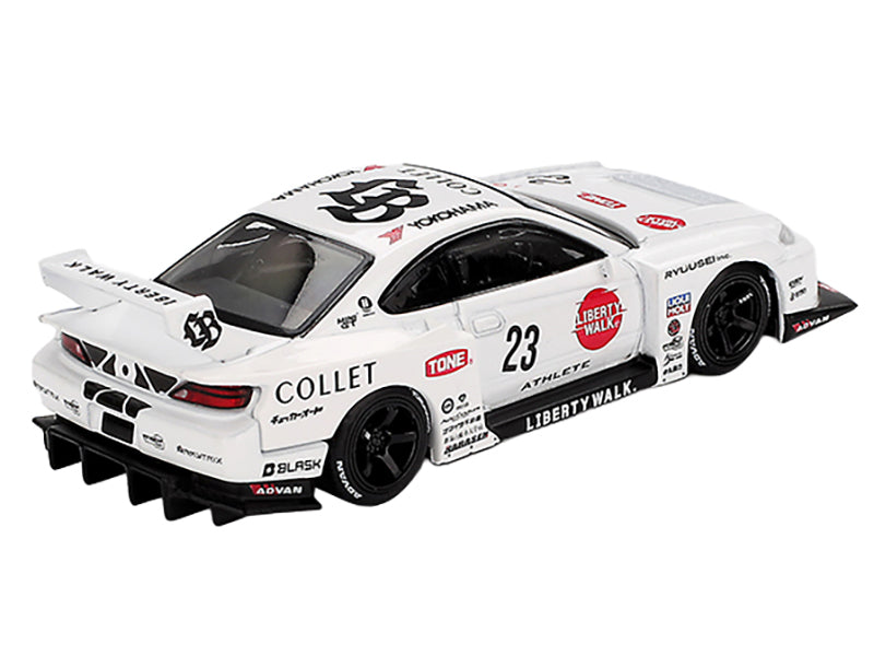 Nissan Silvia (S15) LB-Super Silhouette RHD (Right Hand Drive) #23 "Athlete" White with Graphics Limited Edition 1/64 Diecast Model Car by Mini GT - image 3
