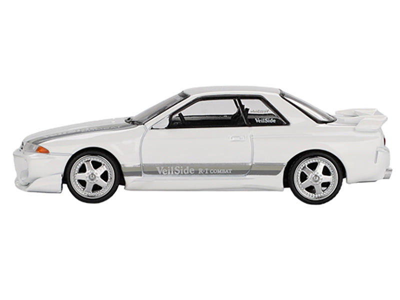 Nissan Skyline GT-R (R32) RHD (Right Hand Drive) "Veilside Combat C-I" White with Gray Stripes Limited Edition 1/64 Diecast Model Car by Mini GT - image 2