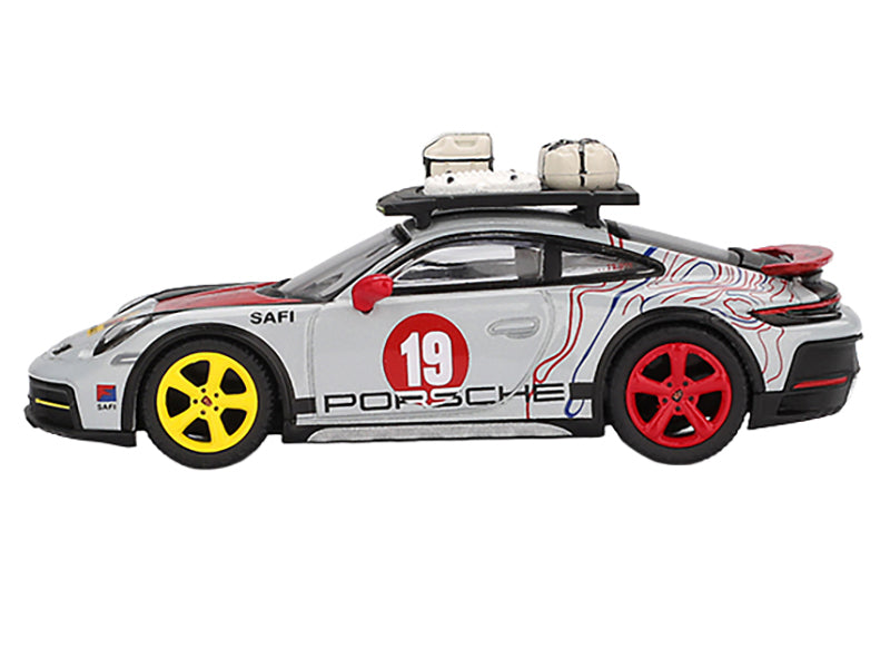 Porsche 911 Dakar #19 "Uncle Rally" Gray with Graphics and Roof Rack Limited Edition 1/64 Diecast Model Car by Mini GT - image 2