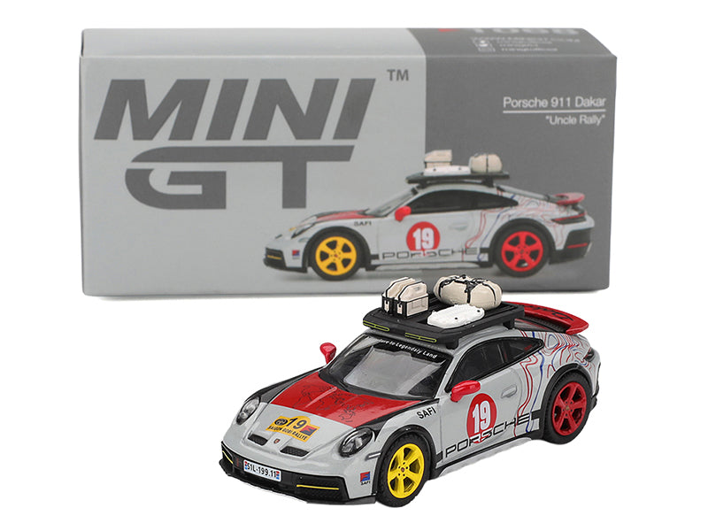 Porsche 911 Dakar #19 "Uncle Rally" Gray with Graphics and Roof Rack Limited Edition 1/64 Diecast Model Car by Mini GT - image 4