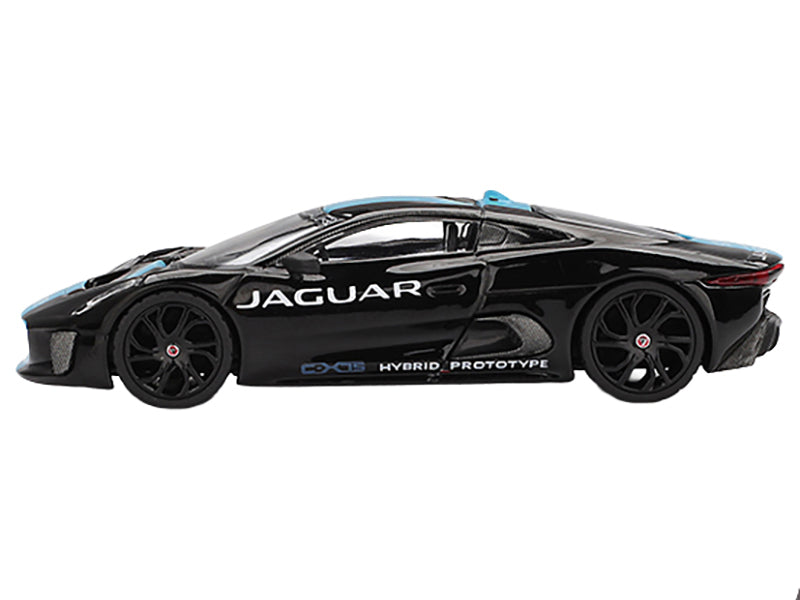Jaguar C-X75 Black with Light Blue Stripe Limited Edition 1/64 Diecast Model Car by Mini GT - image 2