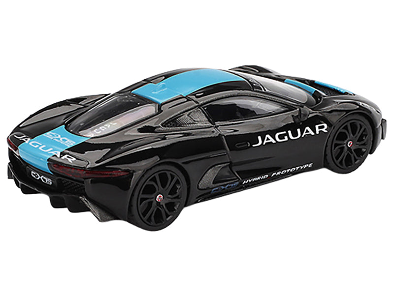 Jaguar C-X75 Black with Light Blue Stripe Limited Edition 1/64 Diecast Model Car by Mini GT - image 3
