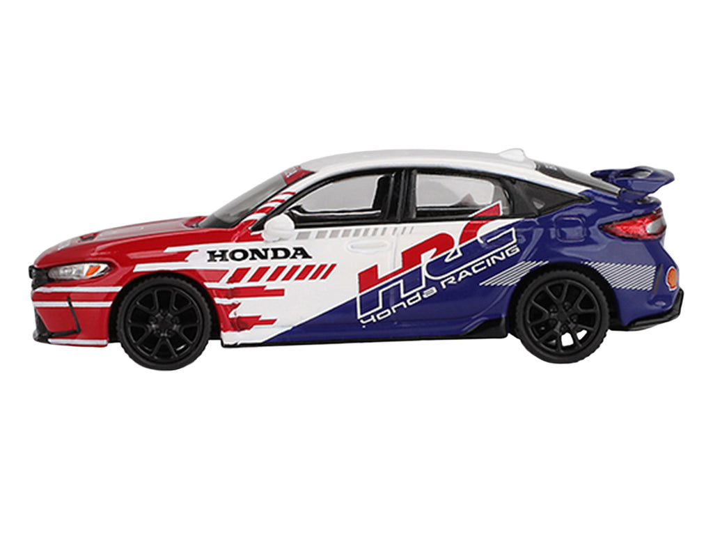 Honda Civic TYPE R "2024 Pace Car HRC" White with Red and Blue Graphics Limited Edition 1/64 Diecast Model Car by Mini GT - image 2