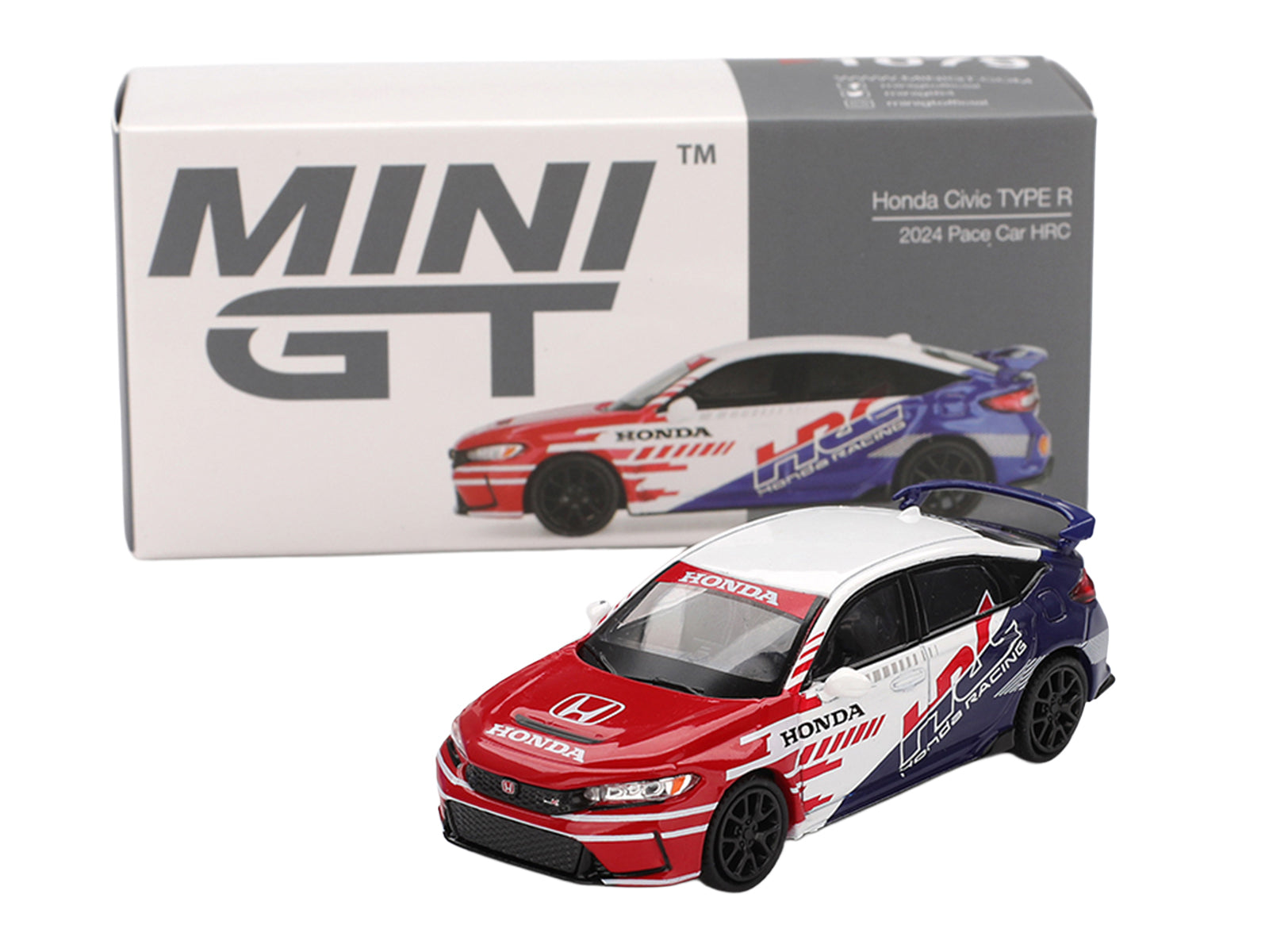 Honda Civic TYPE R "2024 Pace Car HRC" White with Red and Blue Graphics Limited Edition 1/64 Diecast Model Car by Mini GT - image 4