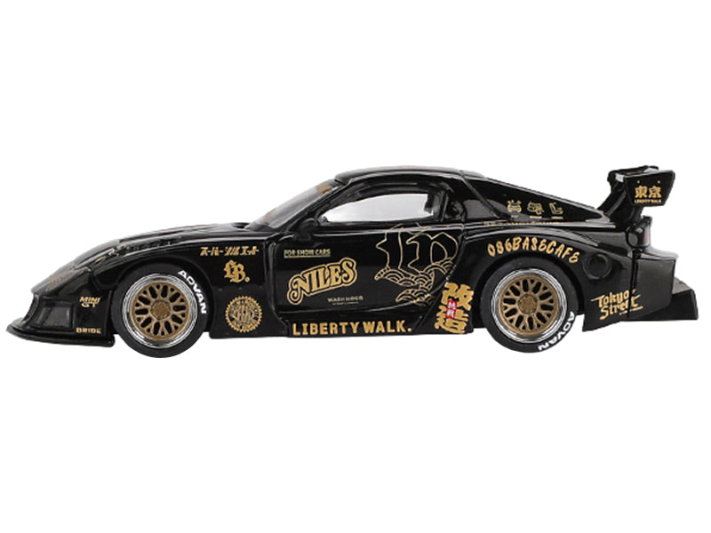 Mazda RX-7 LB-Super Silhouette "FD-NILES" Black with Gold Graphics Limited Edition 1/64 Diecast Model Car by Mini GT - image 2