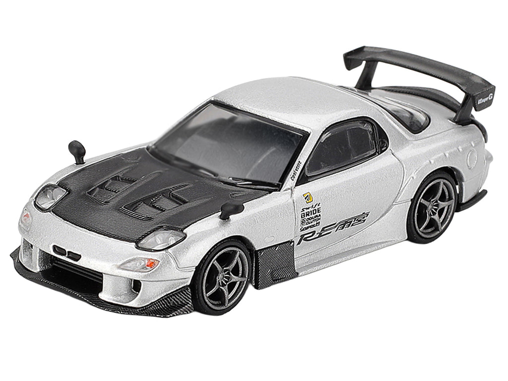 Mazda RX-7 RE-Amemiya Silver Metallic with Matt Black Hood Limited Edition 1/64 Diecast Model Car by Mini GT - image 2
