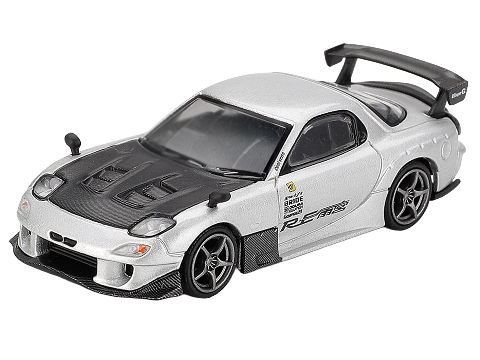 Mazda RX-7 RE-Amemiya Silver Metallic with Matt Black Hood Limited Edition 1/64 Diecast Model Car by Mini GT - image 2