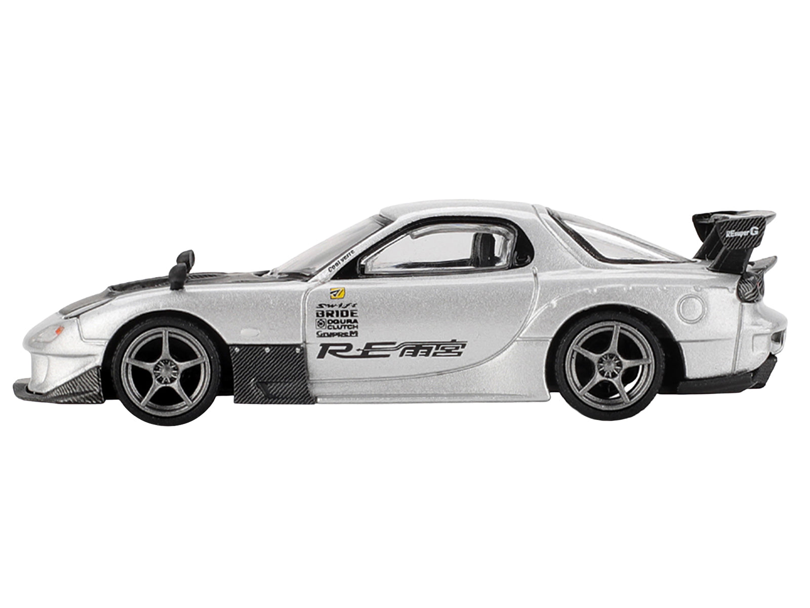 Mazda RX-7 RE-Amemiya Silver Metallic with Matt Black Hood Limited Edition 1/64 Diecast Model Car by Mini GT - image 3
