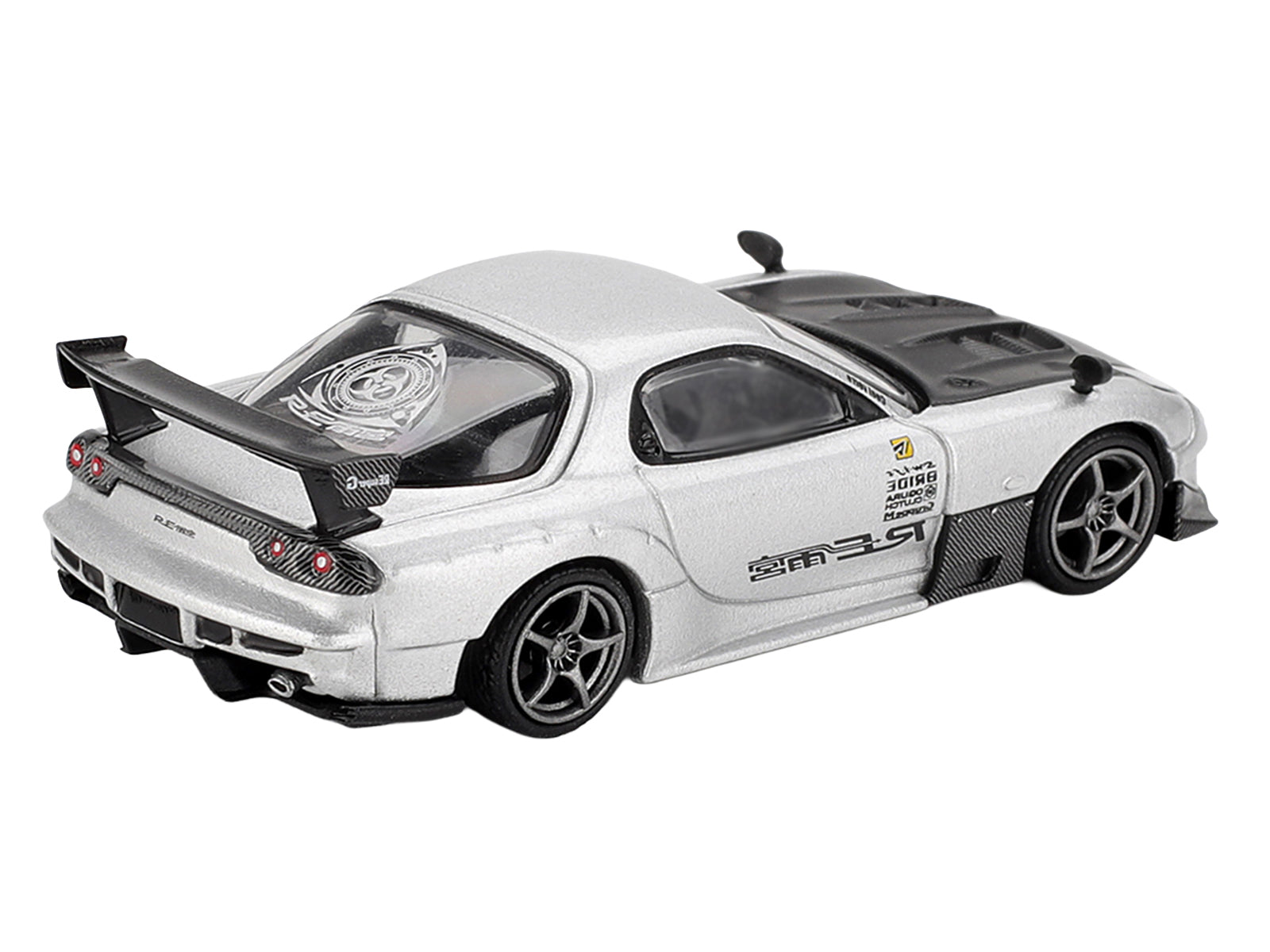 Mazda RX-7 RE-Amemiya Silver Metallic with Matt Black Hood Limited Edition 1/64 Diecast Model Car by Mini GT - image 4