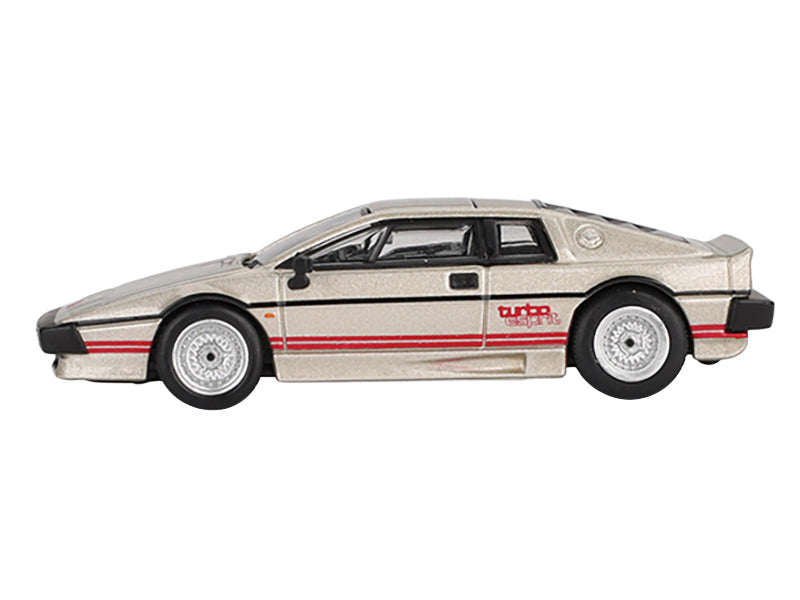 Lotus Esprit Turbo Silver Metallic with Red Stripes Limited Edition 1/64 Diecast Model Car by Mini GT - image 2