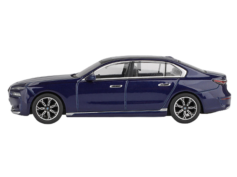 BMW i7 xDrive60 Tanzanite Blue Metallic with Sun Roof Limited Edition 1/64 Diecast Model Car by Mini GT - image 2