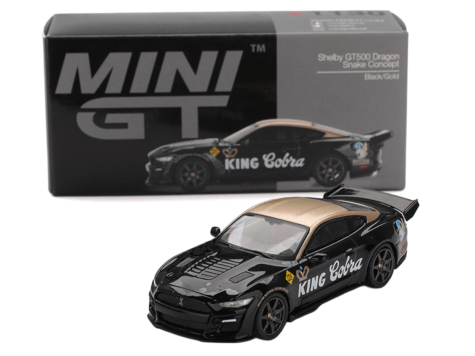 Shelby GT500 Dragon Snake Concept "King Cobra" Black with Gold Metallic Top Limited Edition 1/64 Diecast Model Car by Mini GT - image 4