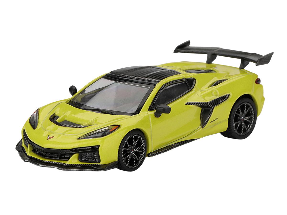 Chevrolet Corvette ZR1 Accelerate Yellow with Carbon Top Limited Edition 1/64 Diecast Model Car by Mini GT - image 2