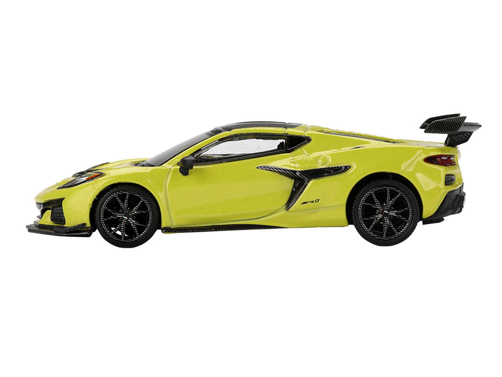 Chevrolet Corvette ZR1 Accelerate Yellow with Carbon Top Limited Edition 1/64 Diecast Model Car by Mini GT - image 3