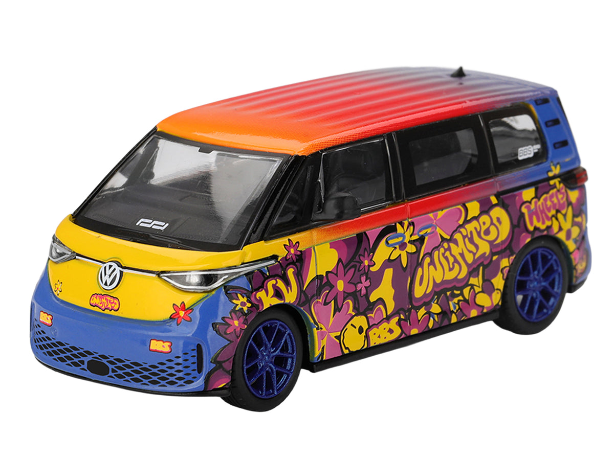 Volkswagen ID.Buzz Van "KW/BBS" Floral Graffiti Livery Limited Edition 1/64 Diecast Model Car by Mini GT - image 2
