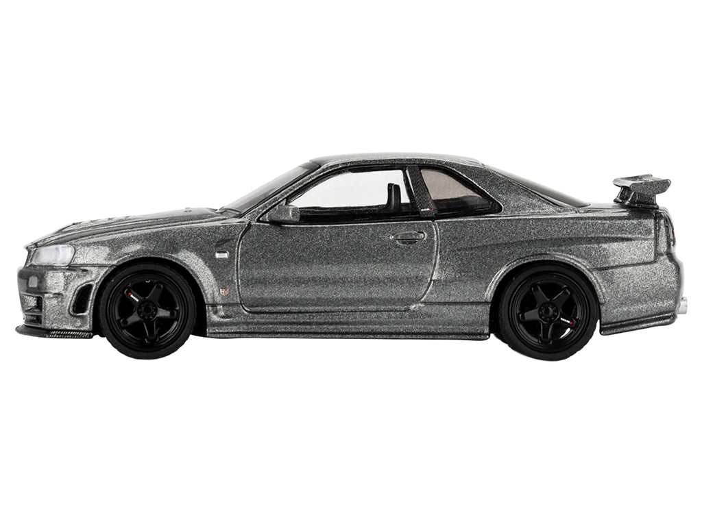 Nissan Skyline GT-R (NISMO BNR34 CRS Version) RHD (Right Hand Drive) Dark Metal Gray Metallic Limited Edition 1/64 Diecast Model Car by Mini GT - image 3