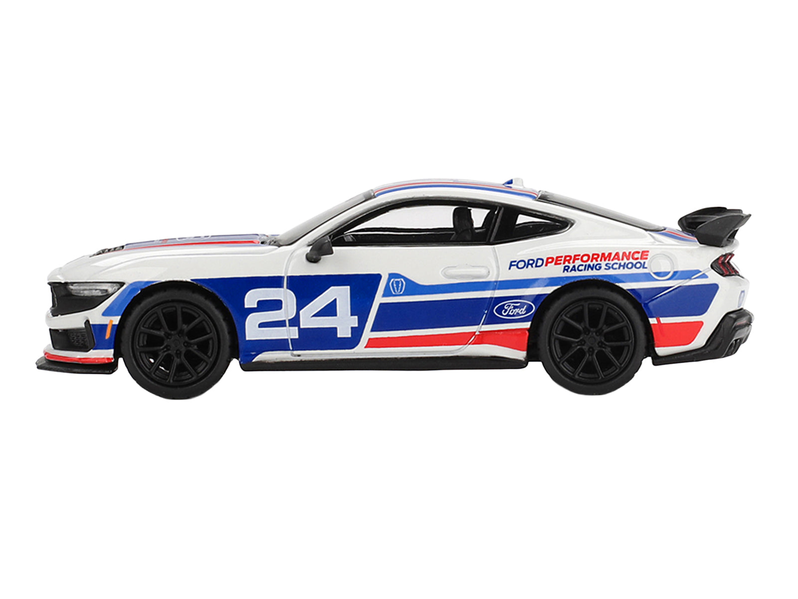 Ford Mustang Dark Horse #24 "Ford Performance Racing School" White with Red and Blue Graphics Limited Edition 1/64 Diecast Model Car by Mini GT