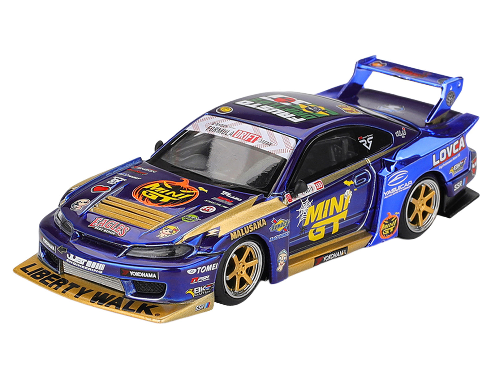 Nissan Silvia (S15) LB-Super Silhouette RHD (Right Hand Drive) #555 Yukio Fausto "Team MINI GT Liberty Walk" Halloween Special "Formula Drift Japan" (2025) Limited Edition 1/64 Diecast Model Car by Mini GT - image 2