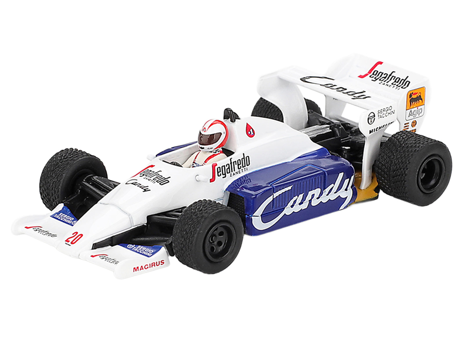 Toleman TG184 #20 Johnny Cecotto Formula One F1 "Monaco GP" (1984) with Driver Figure Limited Edition 1/64 Diecast Model Car by Mini GT