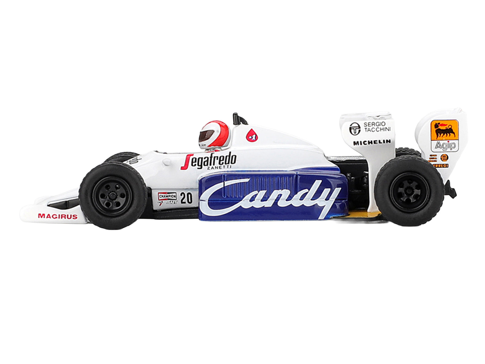 Toleman TG184 #20 Johnny Cecotto Formula One F1 "Monaco GP" (1984) with Driver Figure Limited Edition 1/64 Diecast Model Car by Mini GT