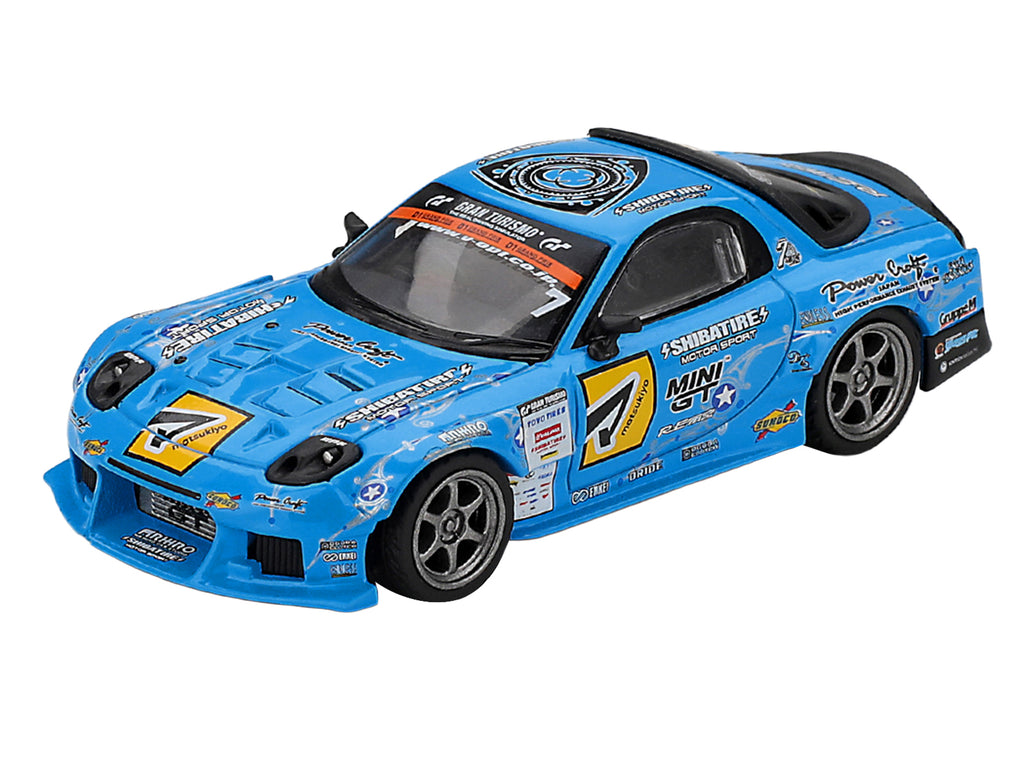 Mazda RX-7 RE-Amemiya RHD (Right Hand Drive) Blue with Graphics "D1GP" (2025) Limited Edition 1/64 Diecast Model Car by Mini GT