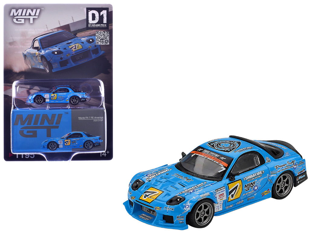 Mazda RX-7 RE-Amemiya RHD (Right Hand Drive) Blue with Graphics "D1GP" (2025) Limited Edition 1/64 Diecast Model Car by Mini GT
