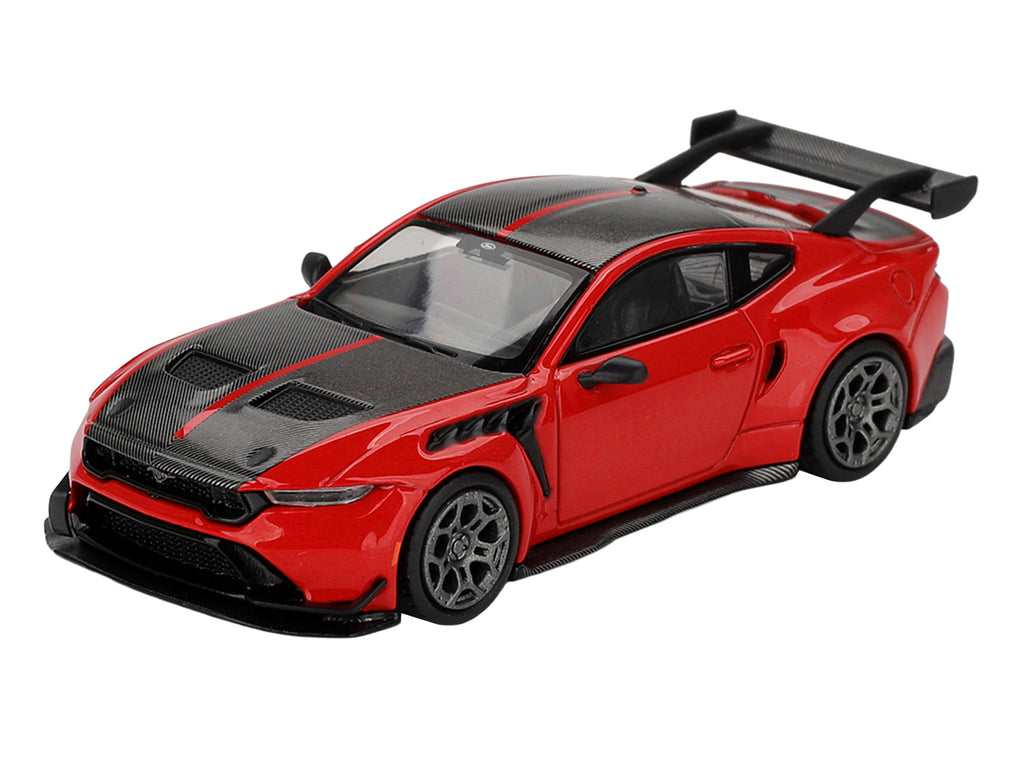 Ford Mustang GTD Race Red with Carbon Hood and Top Limited Edition 1/64 Die Cast Model Car by Mini GT - image 2