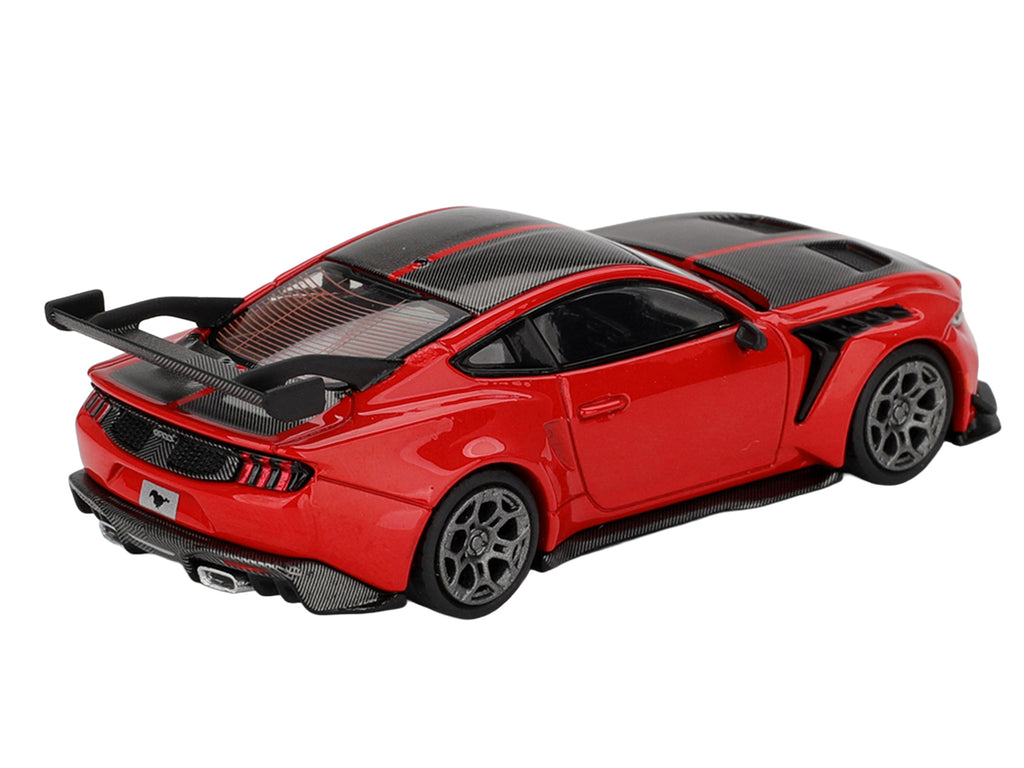 Ford Mustang GTD Race Red with Carbon Hood and Top Limited Edition 1/64 Die Cast Model Car by Mini GT - image 4
