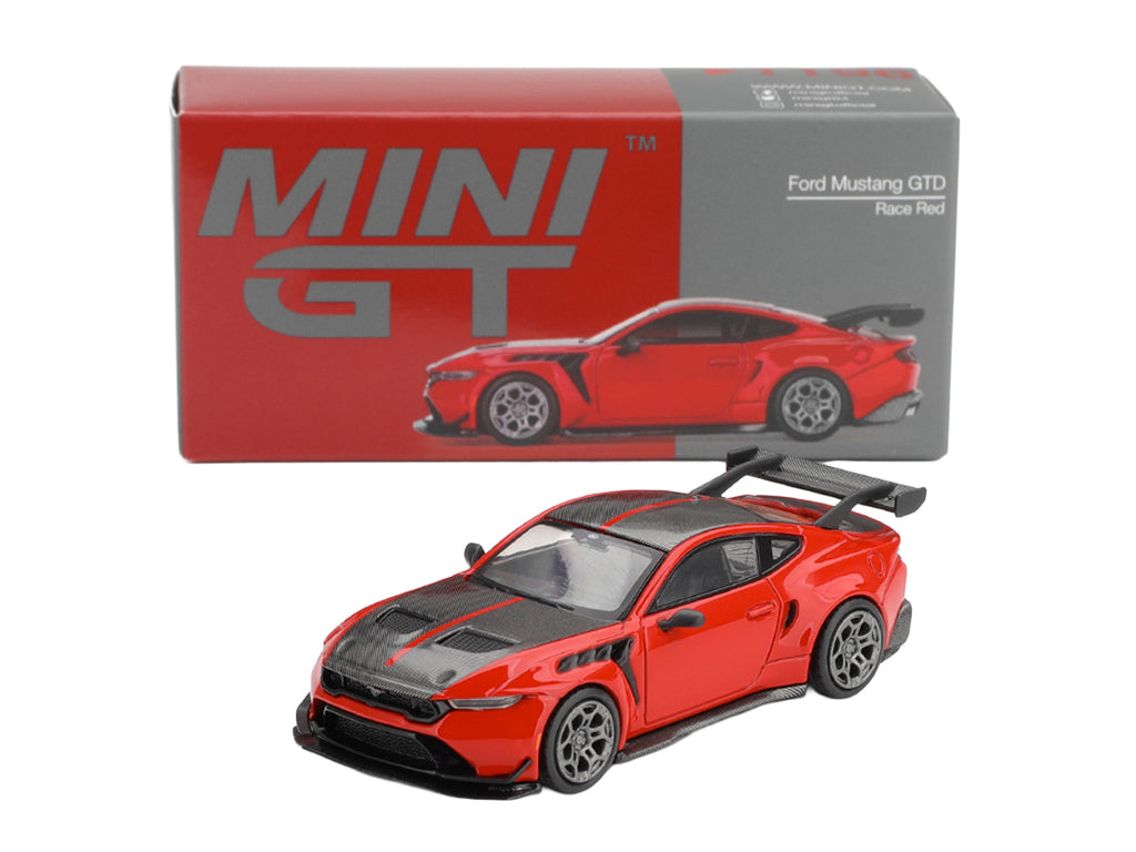 Ford Mustang GTD Race Red with Carbon Hood and Top Limited Edition 1/64 Die Cast Model Car by Mini GT - image 5