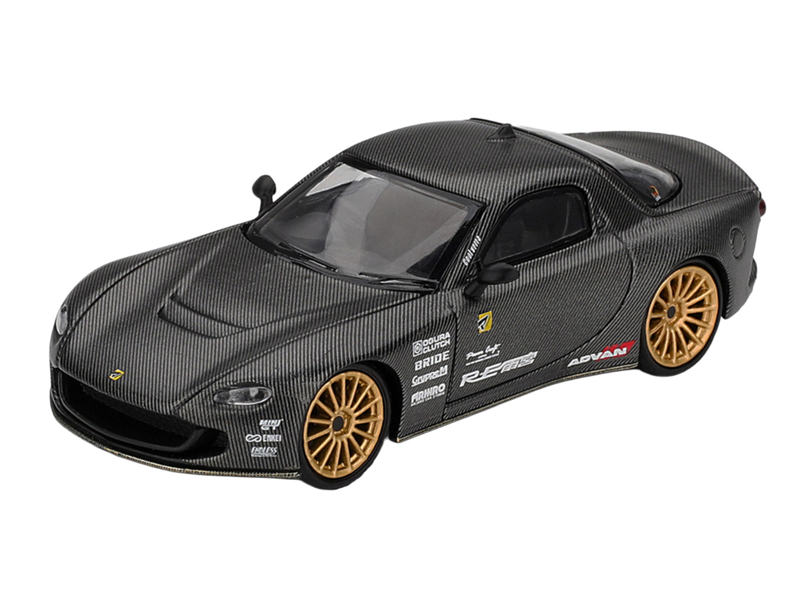 Mazda RX-7 RE-Amemiya "Matsukiyo KOKU 3 Rotor NA-7" Carbon Fiber "Tokyo Auto Salon 2025 Best Tuned Car Award" Limited Edition 1/64 Diecast Model Car by Mini GT