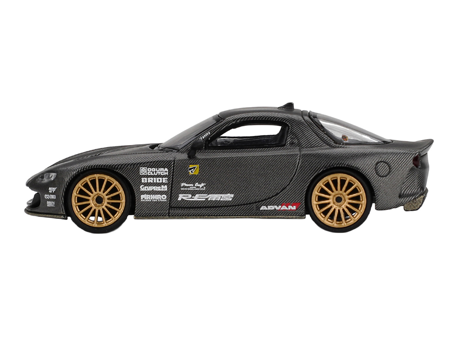 Mazda RX-7 RE-Amemiya "Matsukiyo KOKU 3 Rotor NA-7" Carbon Fiber "Tokyo Auto Salon 2025 Best Tuned Car Award" Limited Edition 1/64 Diecast Model Car by Mini GT
