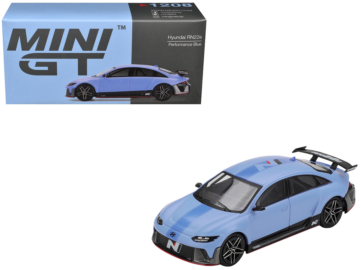 Hyundai RN22e (VP1) Light Blue with Blue Stripe Limited Edition 1/64 Diecast Model Car by Mini GT