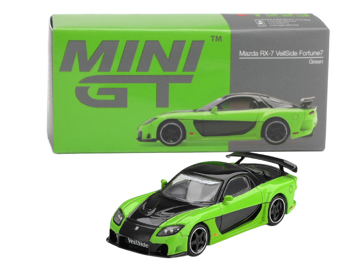 Mazda RX-7 VeilSide Fortune7 Green and Black Limited Edition 1/64 Diecast Model Car by Mini GT - image 5