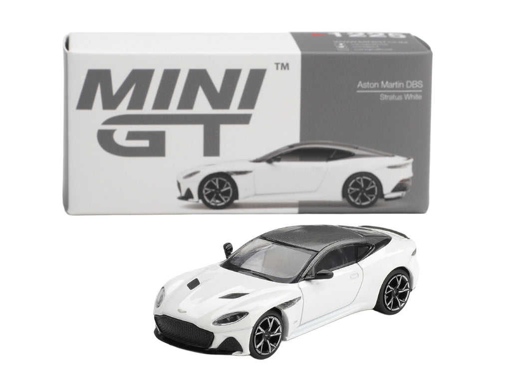 Aston Martin DBS RHD (Right Hand Drive) Stratus White with Carbon Top Limited Edition 1/64 Diecast Model Car by Mini GT - image 5