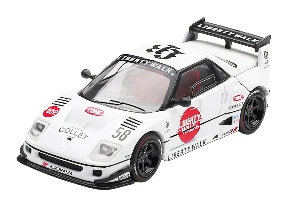 Mazda AZ-1 Liberty Walk LB40 RHD (Right Hand Drive) #58 "LB-Hinomaru" White with Graphics and Red Interior Limited Edition 1/64 Diecast Model Car by Mini GT - image 2