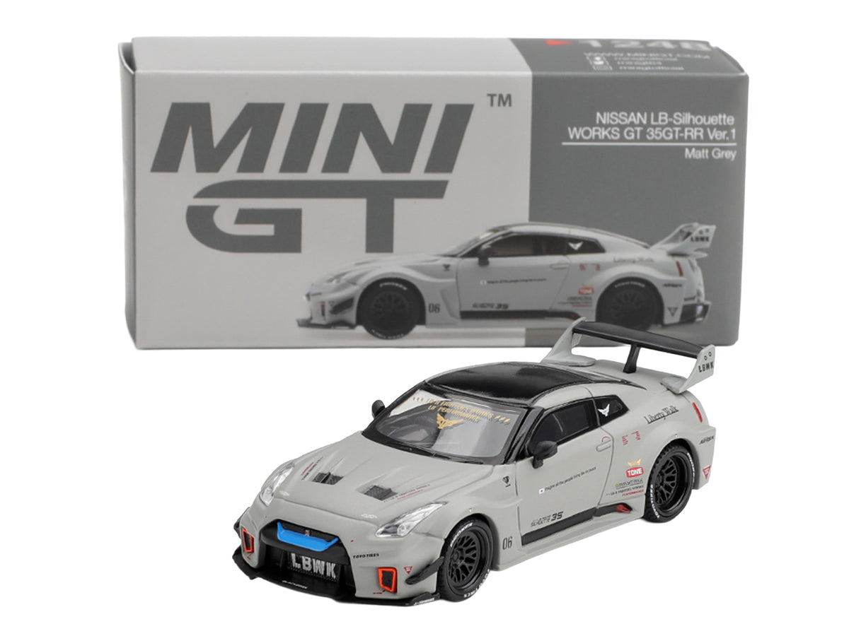 Nissan 35GT-RR Ver.1 "LB-Silhouette Works GT" Matt Gray with Black Top Limited Edition 1/64 Diecast Model Car by Mini GT - image 5