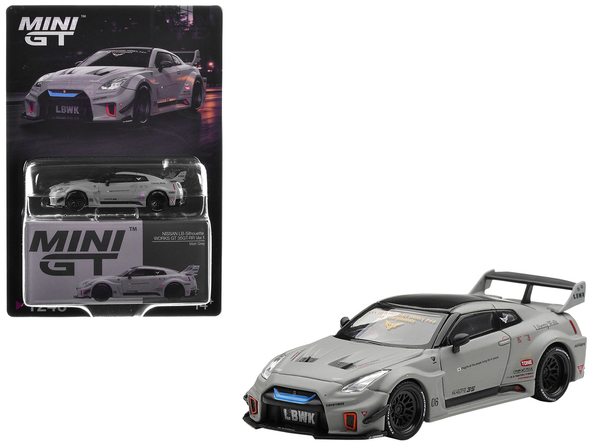 Nissan 35GT-RR Ver.1 "LB-Silhouette Works GT" Matt Gray with Black Top Limited Edition 1/64 Diecast Model Car by Mini GT