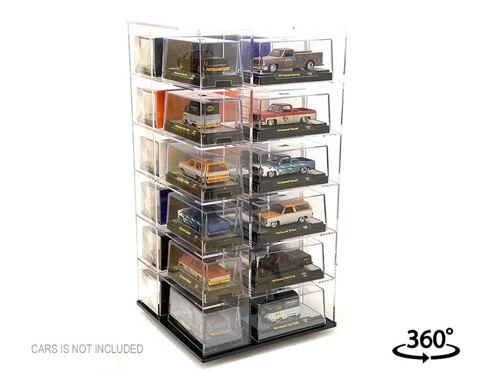 Acrylitower Showcase Large 24 Car Display Desktop Spinner with Cover Clear "Mijo Exclusives" for 1/64 Scale Models - image 3