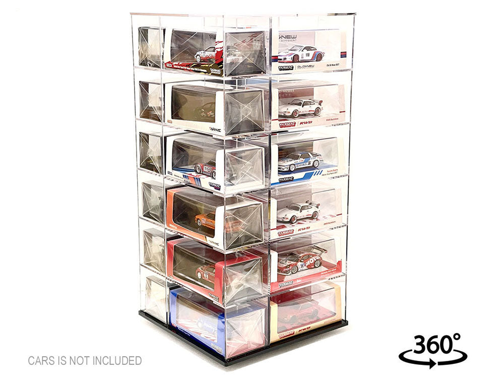 Acrylitower Showcase Large 24 Car Display Desktop Spinner with Cover Clear "Mijo Exclusives" for 1/64 Scale Models - image 4