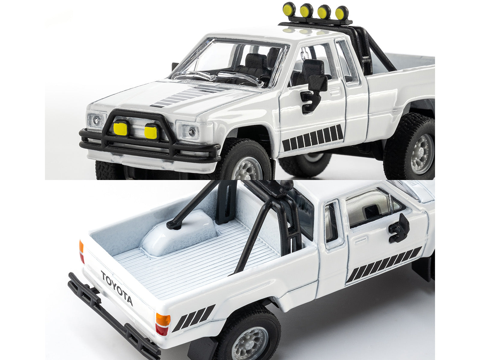 1985 Toyota Hilux SR5 Pickup Truck White with Black Graphics "Collection" Series 1/64 Diecast Model Car by Majorette - image 2
