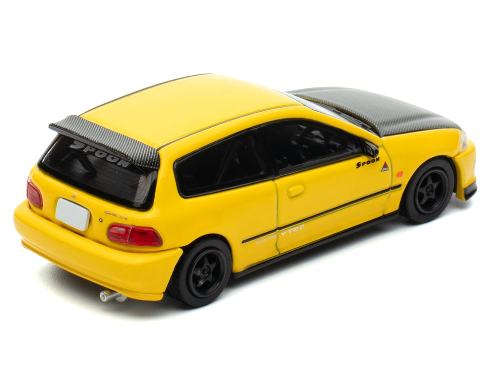 Honda Civic (EG6) RHD (Right Hand Drive) "Spoon Racing" Yellow with Carbon Hood 1/64 Diecast Model Car by Model Model - image 3