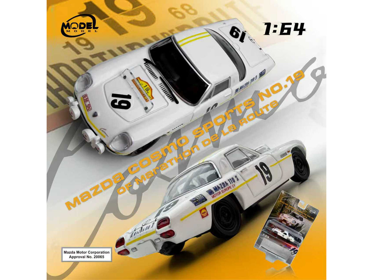 Mazda 110 S Cosmo Sports RHD (Right Hand Drive) #19 "Marathon de la Route" (1968) 1/64 Diecast Model Car by Model Model