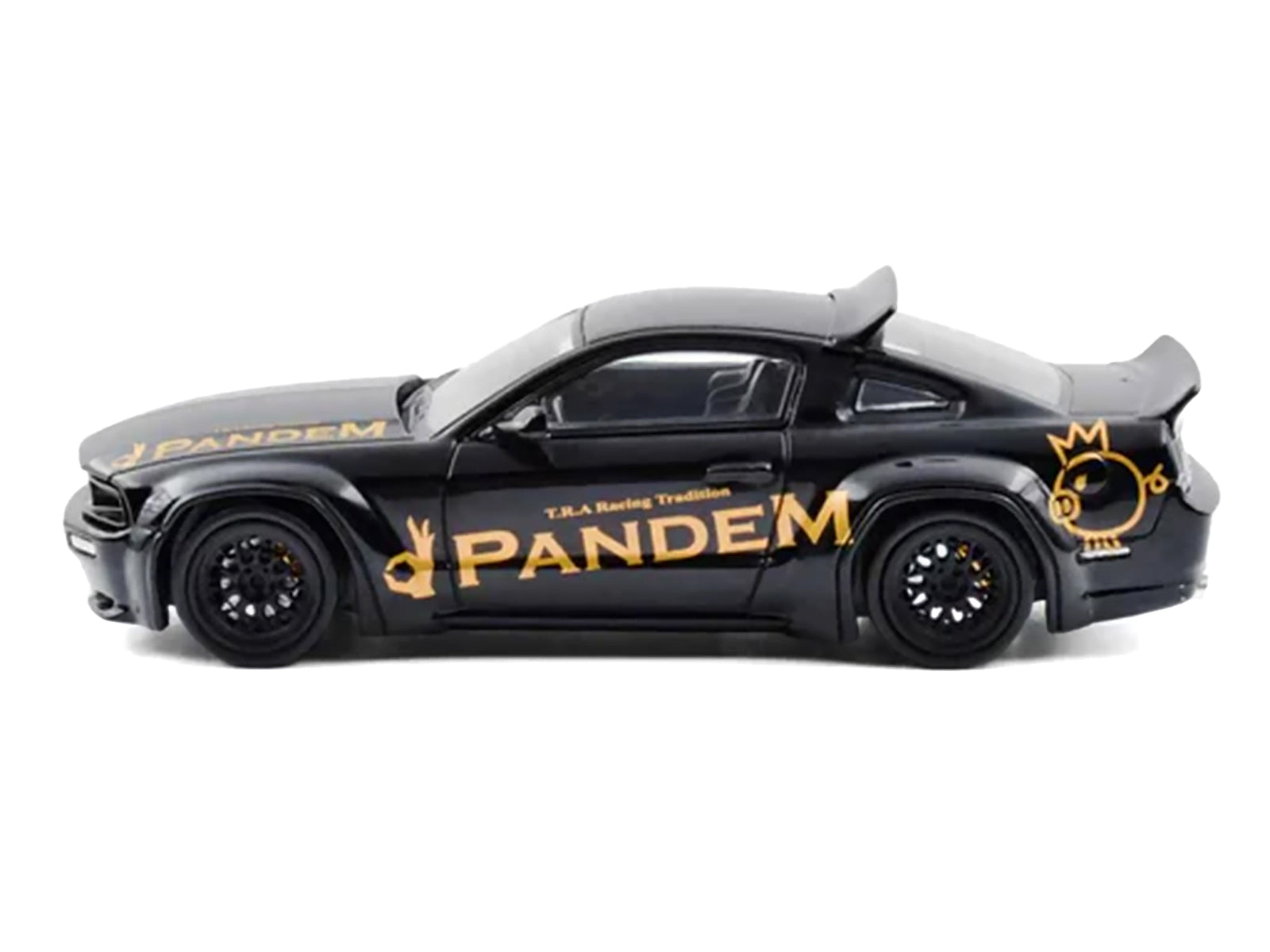 Pandem Mustang Black with Gold Graphics 1/64 Diecast Model Car by Model Model