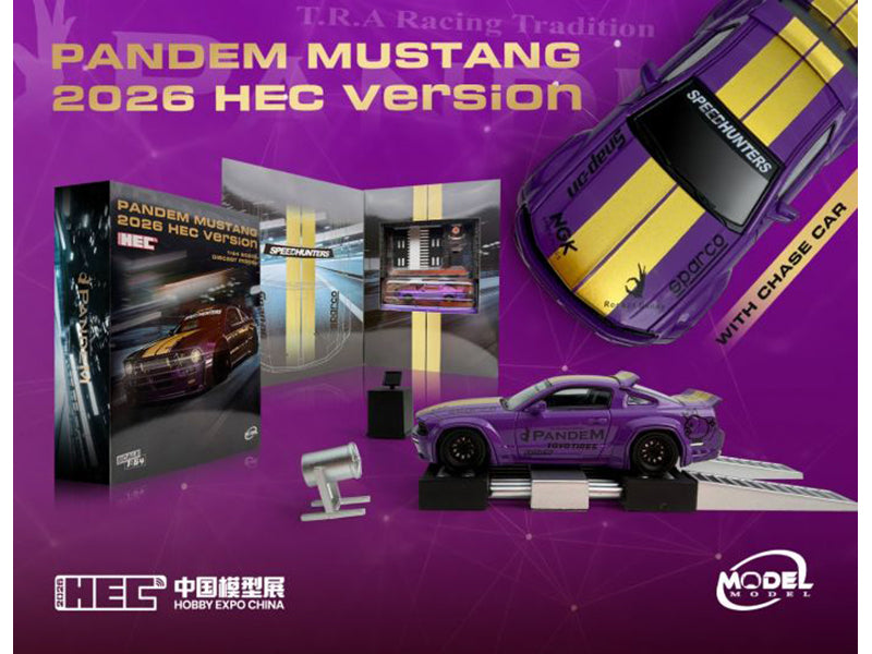 Pandem Mustang "SpeedHunters" Purple Metallic with Yellow Stripes "Hobby Expo China 2026 Event Edition" 1/64 Diecast Model Car by Model Model