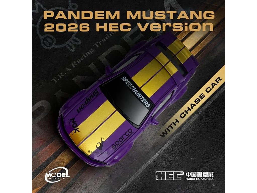 Pandem Mustang "SpeedHunters" Purple Metallic with Yellow Stripes "Hobby Expo China 2026 Event Edition" 1/64 Diecast Model Car by Model Model