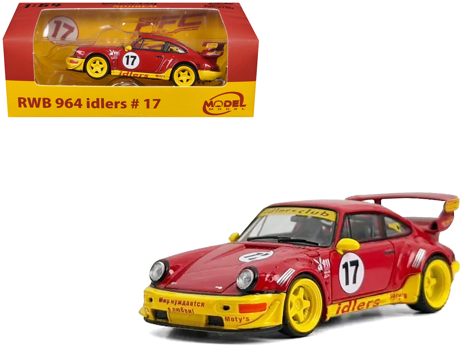 RWB 964 #17 "Idlers Club" Red with Yellow Accents 1/64 Diecast Model Car by Model Model
