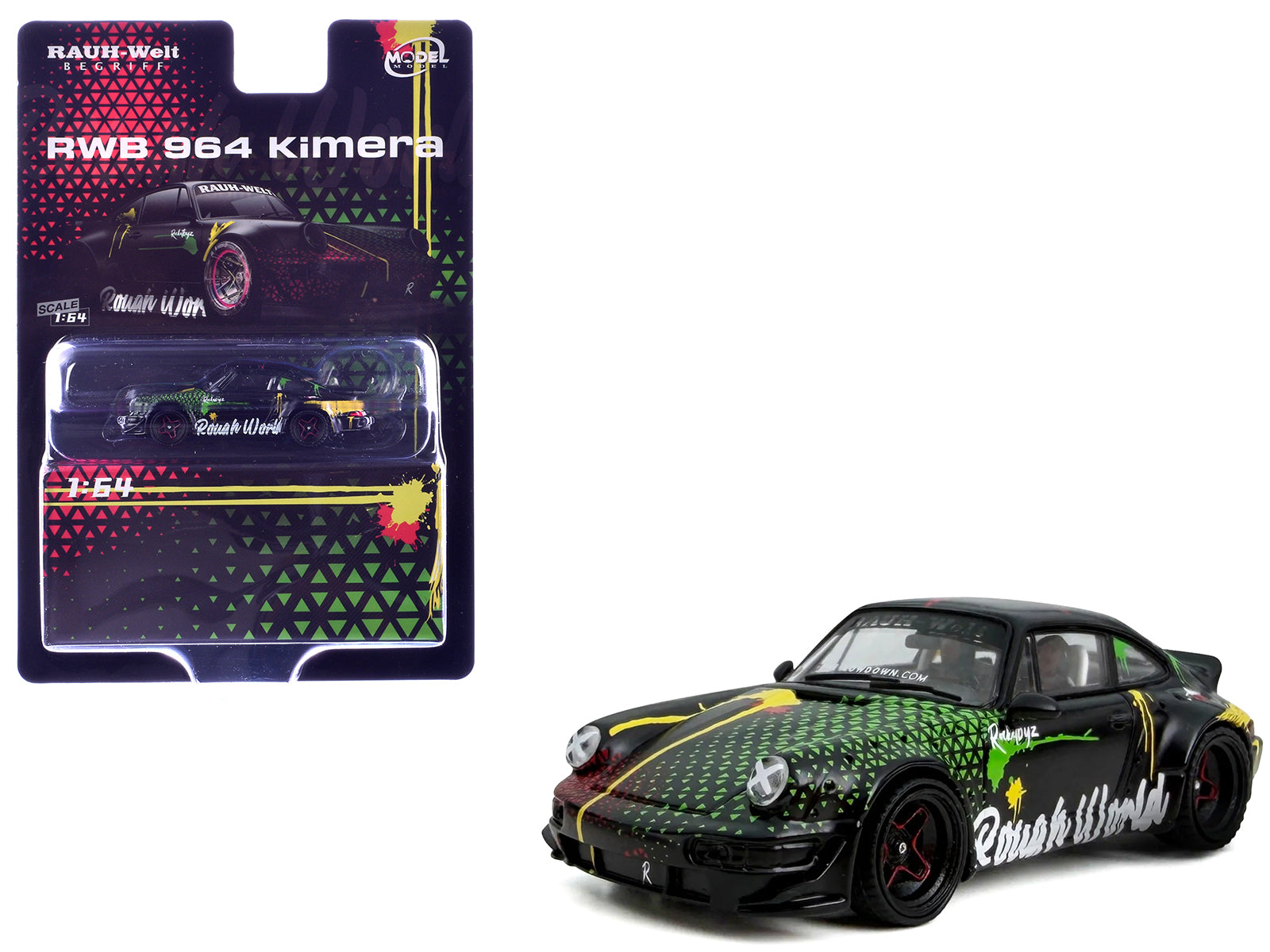 RWB 964 "Kimera-Rough World" Black with Graphics 1/64 Diecast Model Car by Model Model