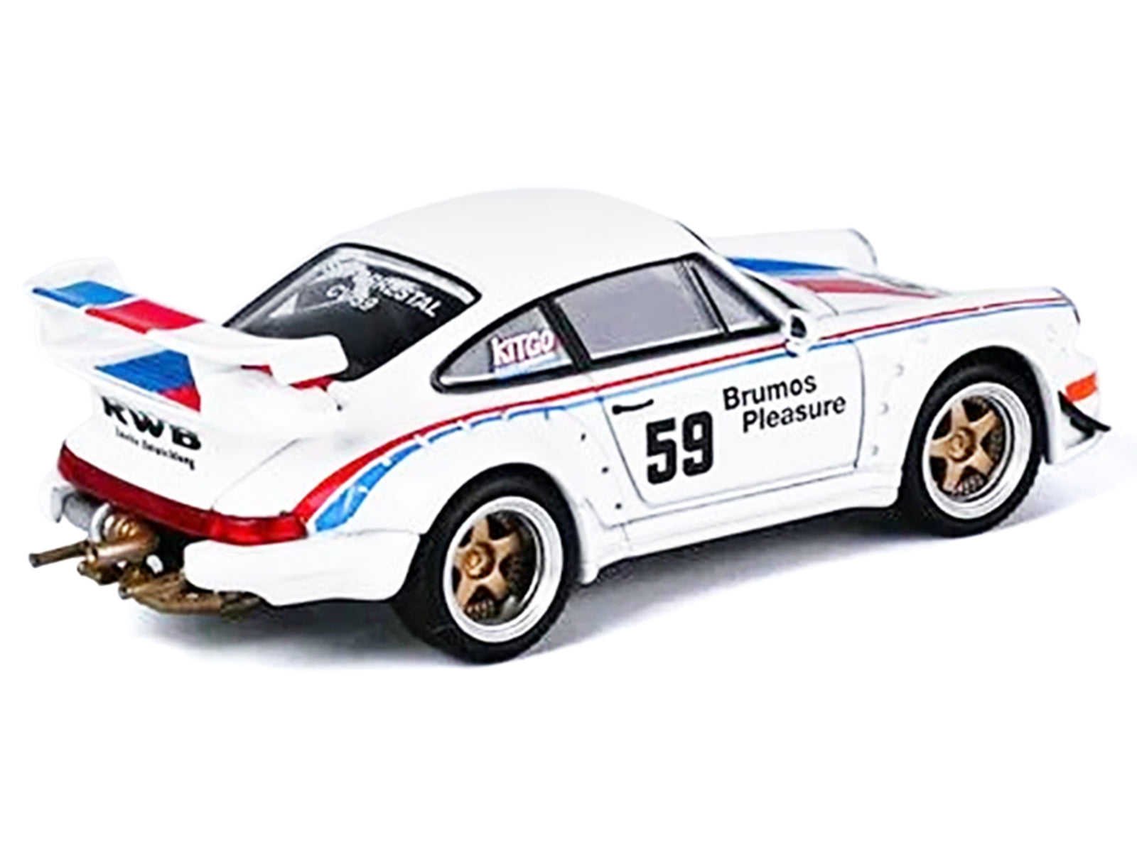 RWB 964 #59 "Brumos Pleasure" White with Red and Blue Stripes "KitGo Base" Series 1/64 Diecast Model Car by Model Model