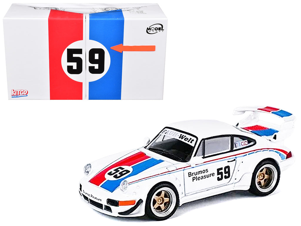RWB 964 #59 "Brumos Pleasure" White with Red and Blue Stripes "KitGo Base" Series 1/64 Diecast Model Car by Model Model
